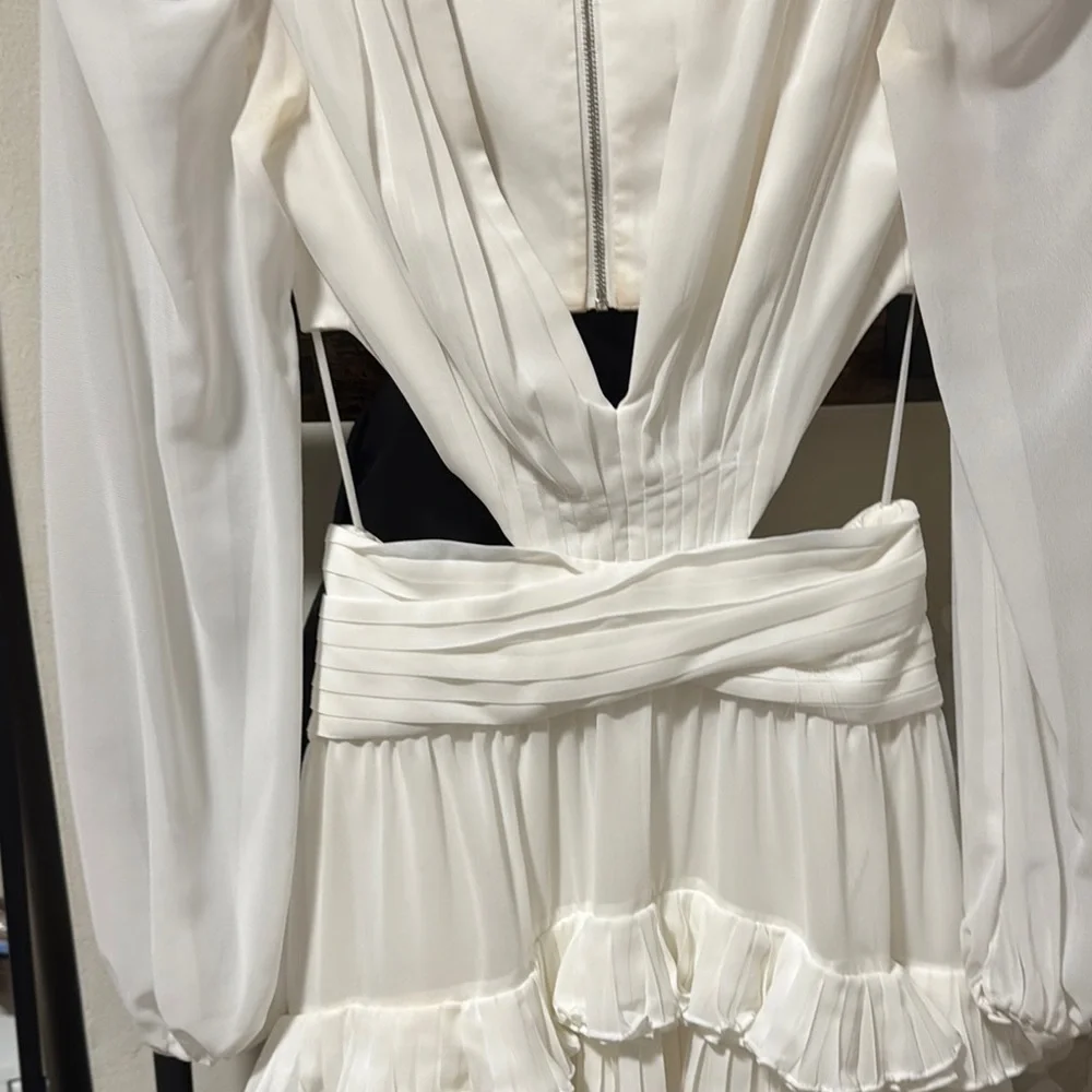 PatBO White Ruffled Tiered Long Sleeve Dress - Picture 4 of 5